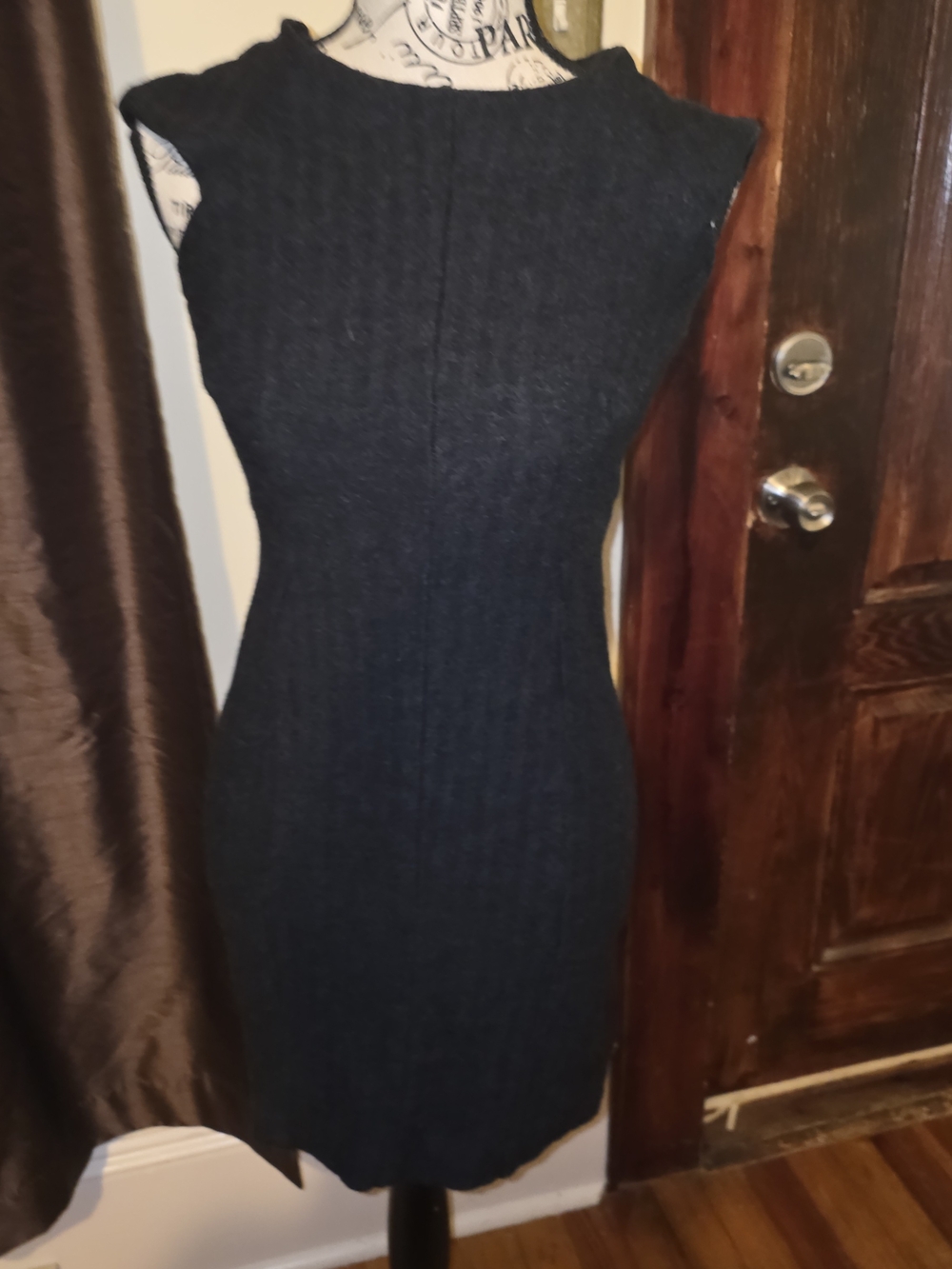 Banana Republic Sleeveless Tweed Sheath Dress Dark Charcoal Gray/ Black Size 6